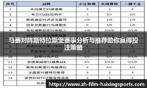 马赛对阵斯特拉斯堡赛事分析与推荐助你赢得投注策略